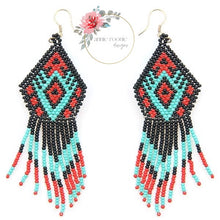 Load image into Gallery viewer, Aztec Seed Bead dangle earrings