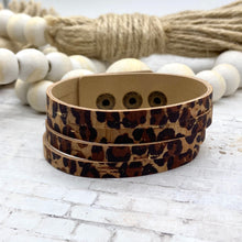 Load image into Gallery viewer, Leopard Cork Leather Sliced Cuff bracelet