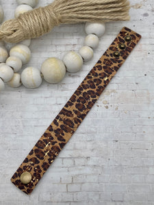 Leopard Cork Leather Sliced Cuff bracelet