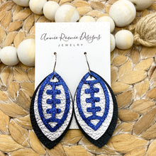 Load image into Gallery viewer, Triple layered Football layered earrings