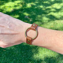 Load image into Gallery viewer, Brandy leather Skinny Cuff Circle ring bracelet