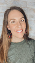Load image into Gallery viewer, Red Buffalo Plaid Wood hoop earrings