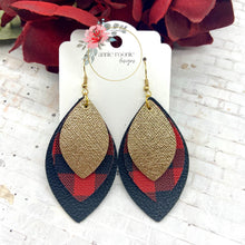 Load image into Gallery viewer, Buffalo Plaid Triple Marquis earrings