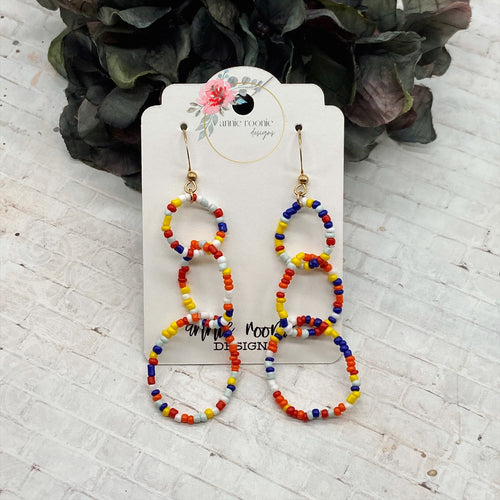 Multicolor Seed Bead Triple Loop earrings