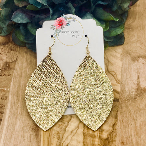 Gold Leather Marquis earrings