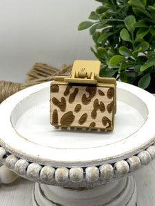 Cheetah Wood hair claw clip