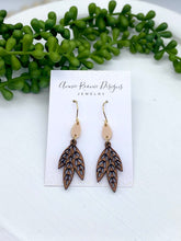 Load image into Gallery viewer, Triple Leaf Wooden earrings