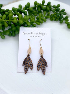 Triple Leaf Wooden earrings