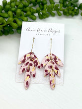 Load image into Gallery viewer, Pink Terrazzo Leaf Drop Clay earrings