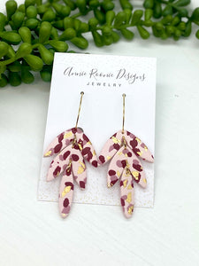 Pink Terrazzo Leaf Drop Clay earrings