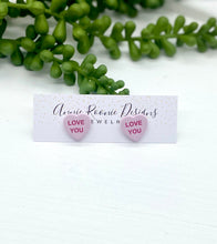 Load image into Gallery viewer, Conversation Hearts Clay Stud Earrings