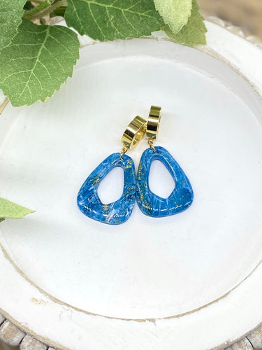 Blue & Gold Clay Cutout earring