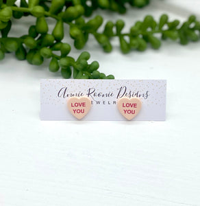 Conversation Hearts Clay Stud Earrings