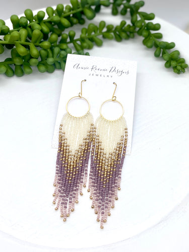 Orchid Ombre Seed Bead Fringe earrings