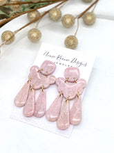 Load image into Gallery viewer, Light Pink Marbled Clay Chandelier earrings