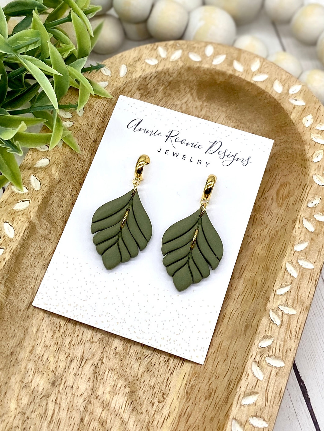 Olive Green Bella Clay earrings