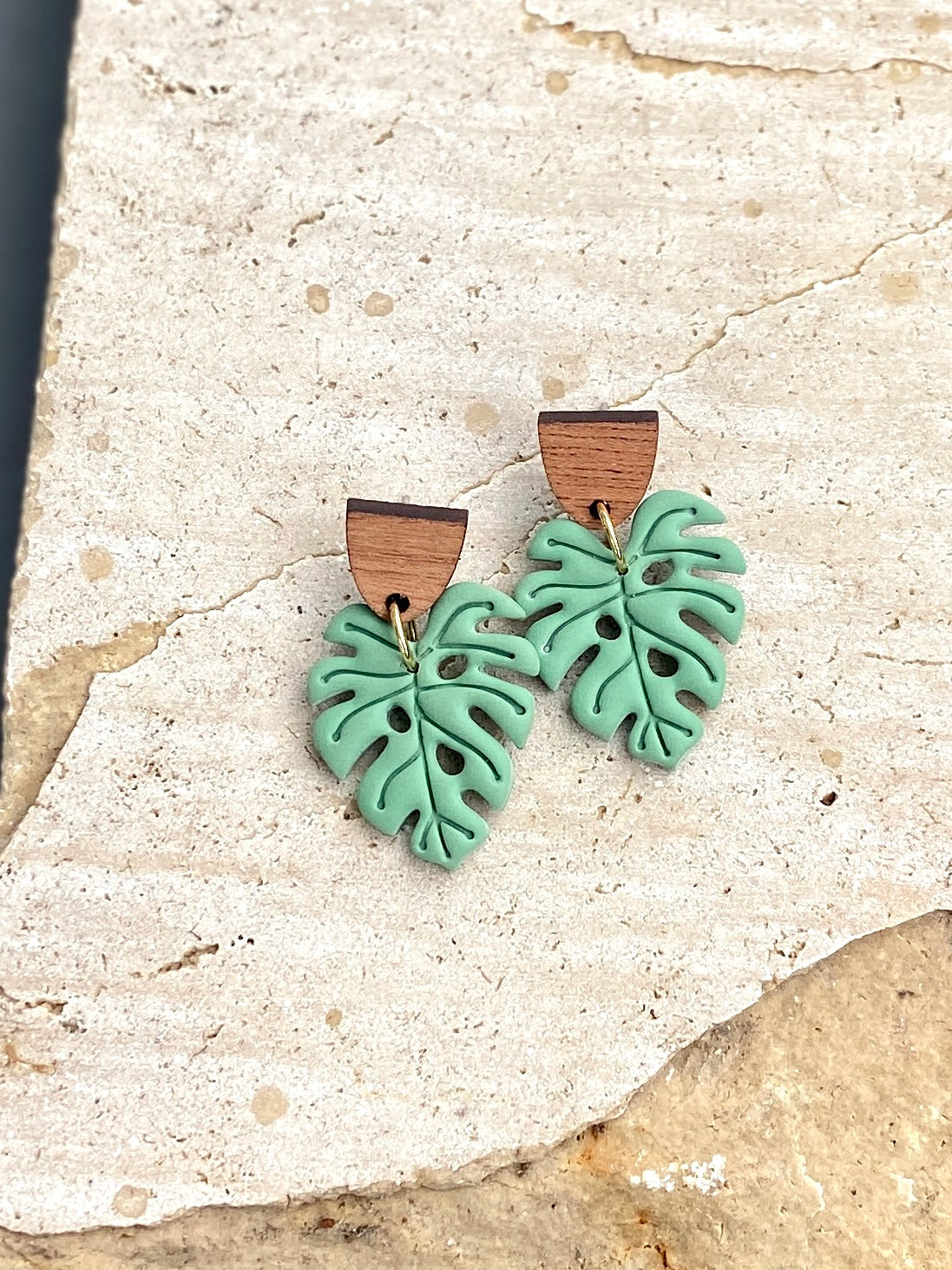 clay monstera leaf Monstera Leaf Clay earrings