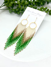 Load image into Gallery viewer, Green Ombre Seed Bead Fringe earrings