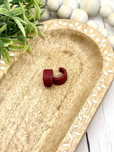 Crimson Clay Huggie earrings
