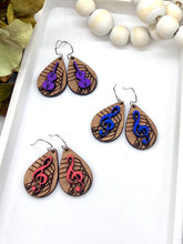 Load image into Gallery viewer, Team Spirit Music Wooden Teardrop earrings - violin