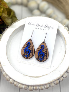 Team Spirit Music Wooden Teardrop earrings