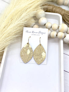 Acid Wash Gold Leather (hair on) Marquis earrings