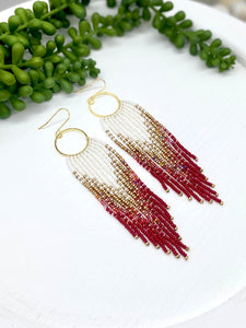 Crimson Ombre Seed Bead Fringe earrings
