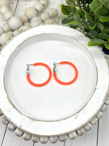 Orange hoop earrings