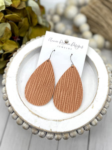 Peach Striped Textured Suede Teardrop earrings