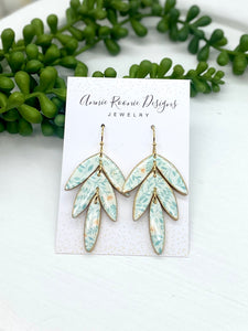 Green & Yellow Floral Leaf Drop Clay earrings