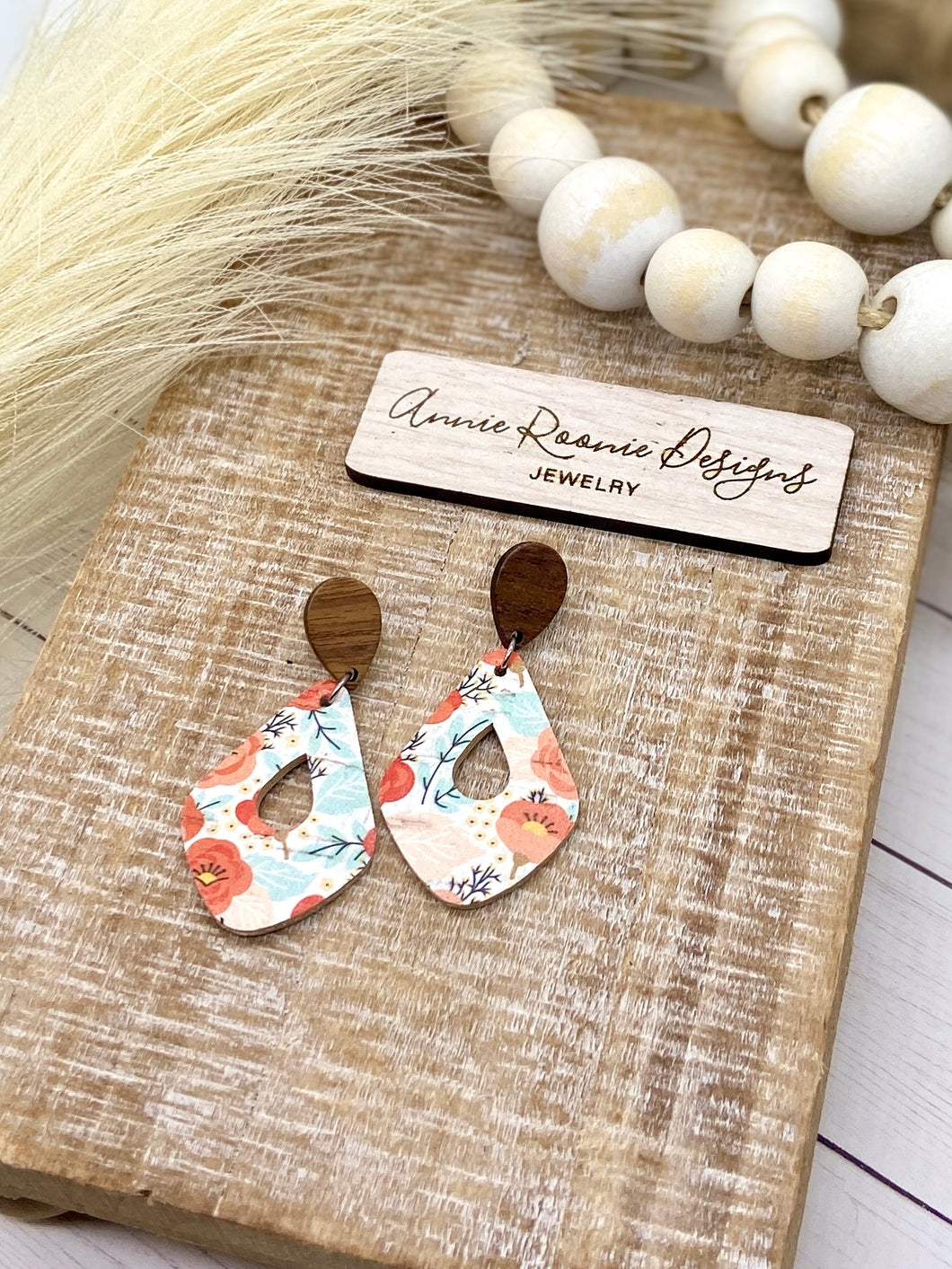 Janie earrings in fall floral cork