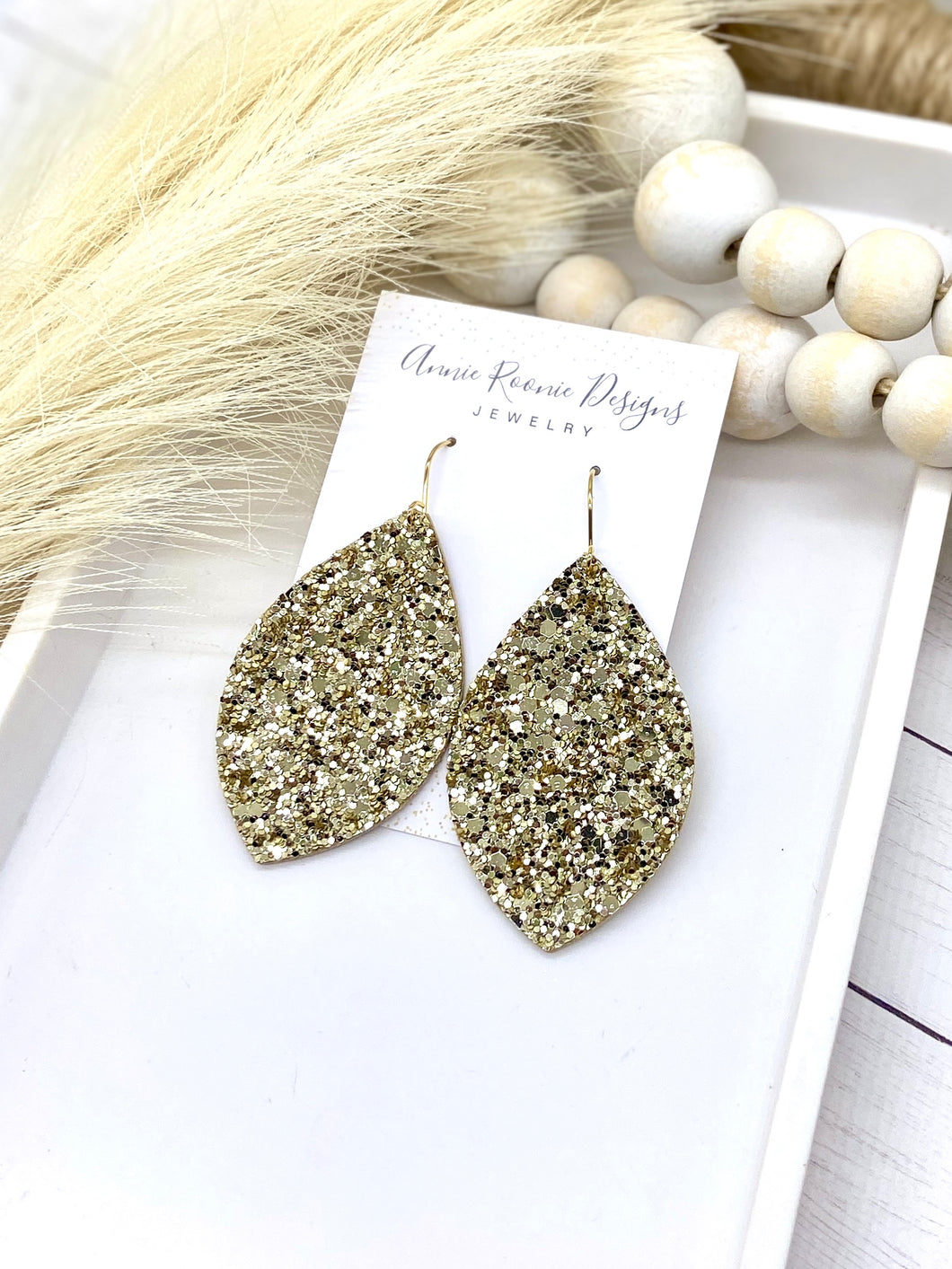 Gold Glitter Marquis earrings