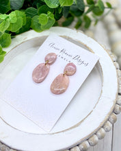 Load image into Gallery viewer, Light Pink Marbled Clay Mini Drop earrings
