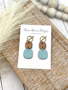 Wood & Clay Dangle Drop earrings