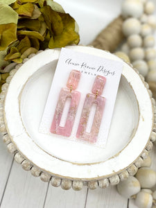 Light Pink Marbled Clay Rectangle earrings