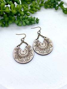 Split Circles White Wash Wooden earrings