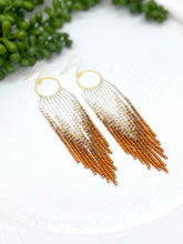 Load image into Gallery viewer, Burnt Orange Ombre Seed Bead Fringe earrings