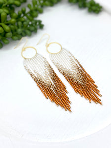 Burnt Orange Ombre Seed Bead Fringe earrings