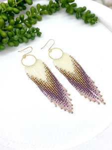 Orchid Ombre Seed Bead Fringe earrings