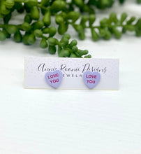 Load image into Gallery viewer, Conversation Hearts Clay Stud Earrings