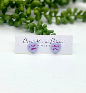 Conversation Hearts Clay Stud Earrings