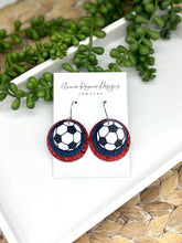 Load image into Gallery viewer, Soccer Round Triple layer earrings