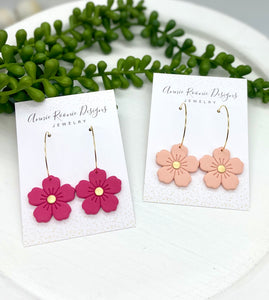 Petunia Flower Drop Clay earrings