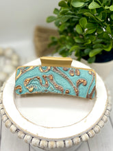 Load image into Gallery viewer, Turquoise embossed leather hair claw clip