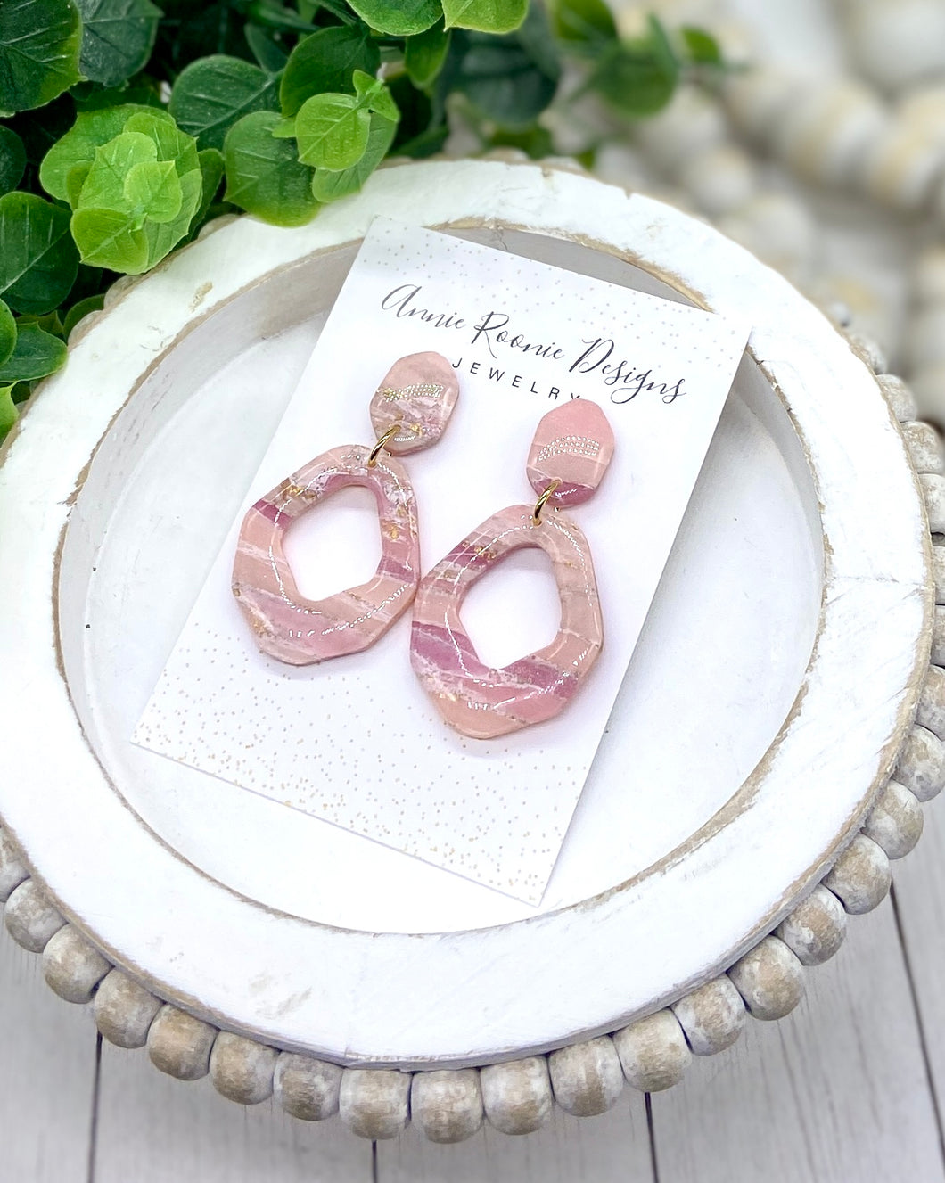 Light Pink Marbled Clay Cutout earring
