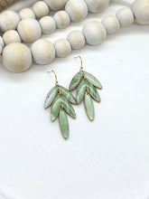 Load image into Gallery viewer, Jade inspired Green Leaf Drop Clay earrings