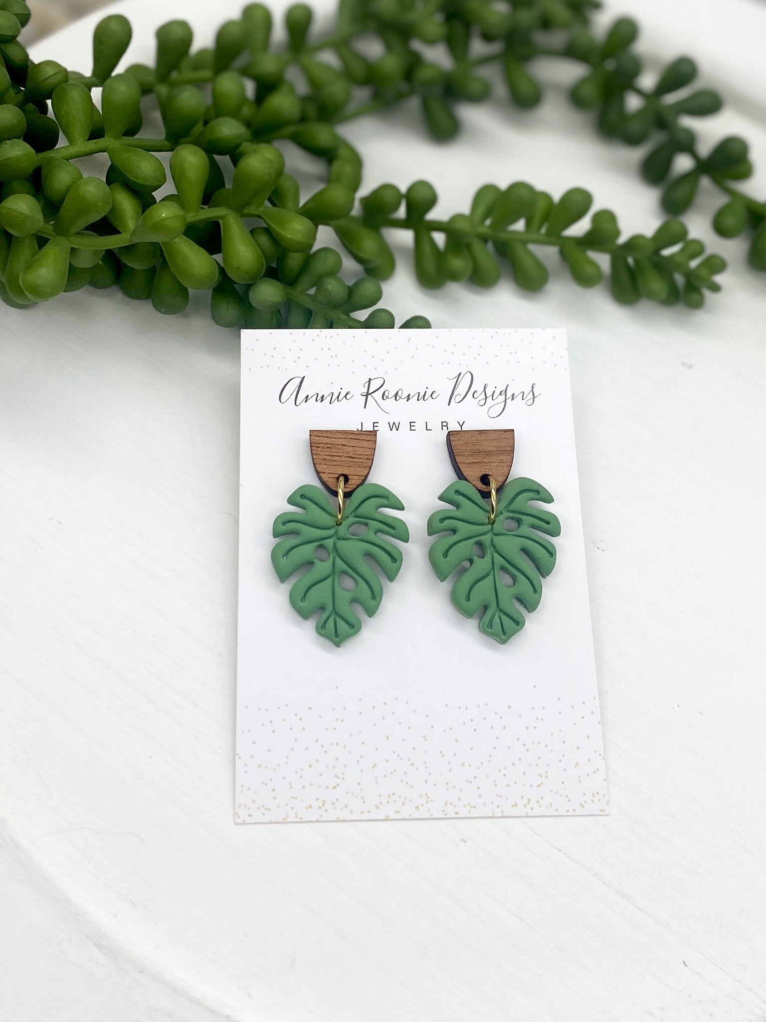 clay monstera leaf Monstera Leaf Clay earrings – Annie Roonie Designs