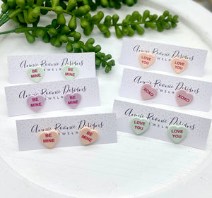 Conversation Hearts Clay Stud Earrings