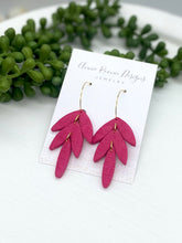 Load image into Gallery viewer, Hot Pink Leaf Drop Clay earrings