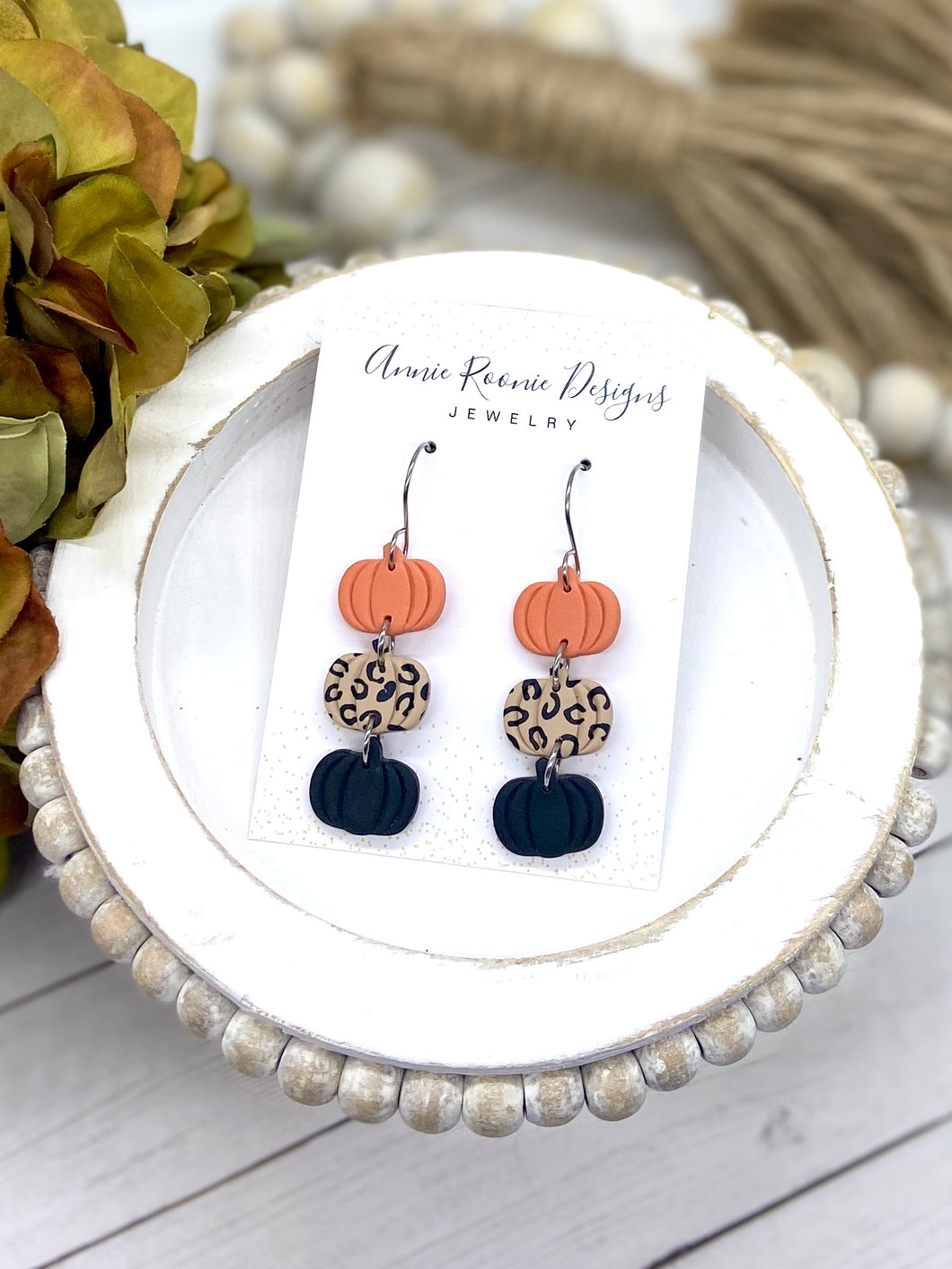 Triple Pumpkin Clay earrings